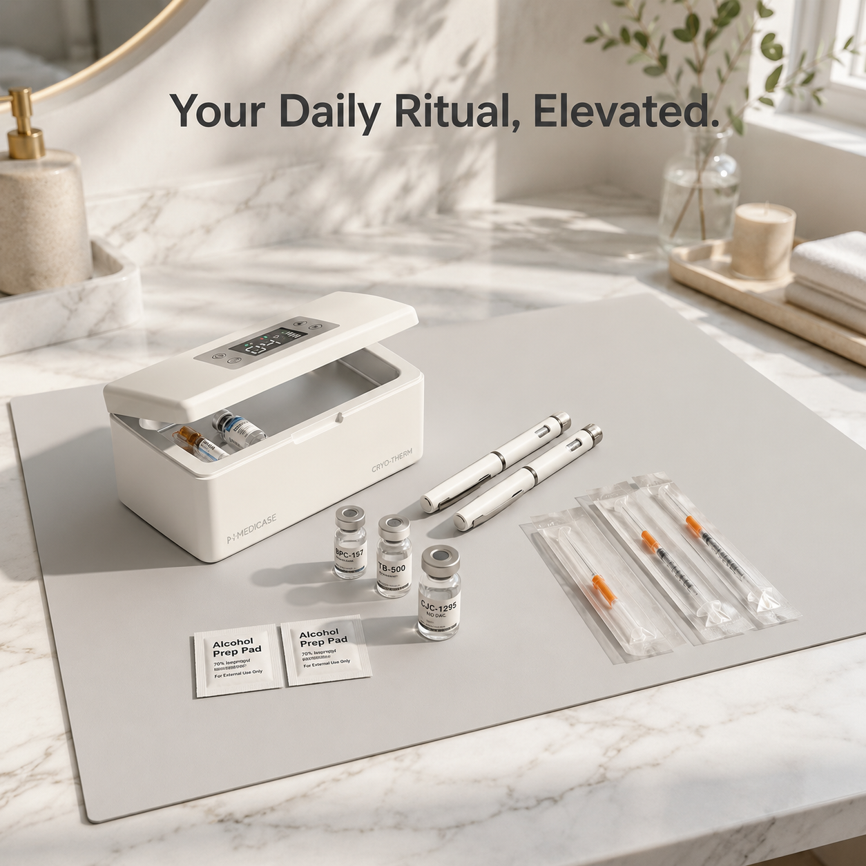 DoseDock Prep Mat lifestyle setup for daily wellness routine