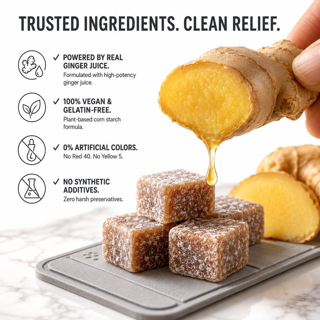 Premium Ginger Gummies travel-friendly wellness chews packaging