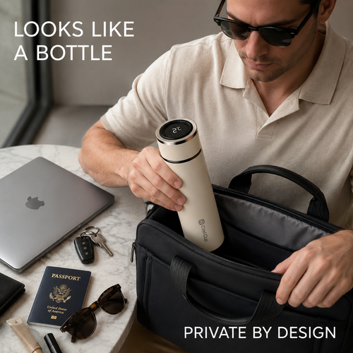 DoseDock ChillCup bottle-shaped cooling case for daily travel routines