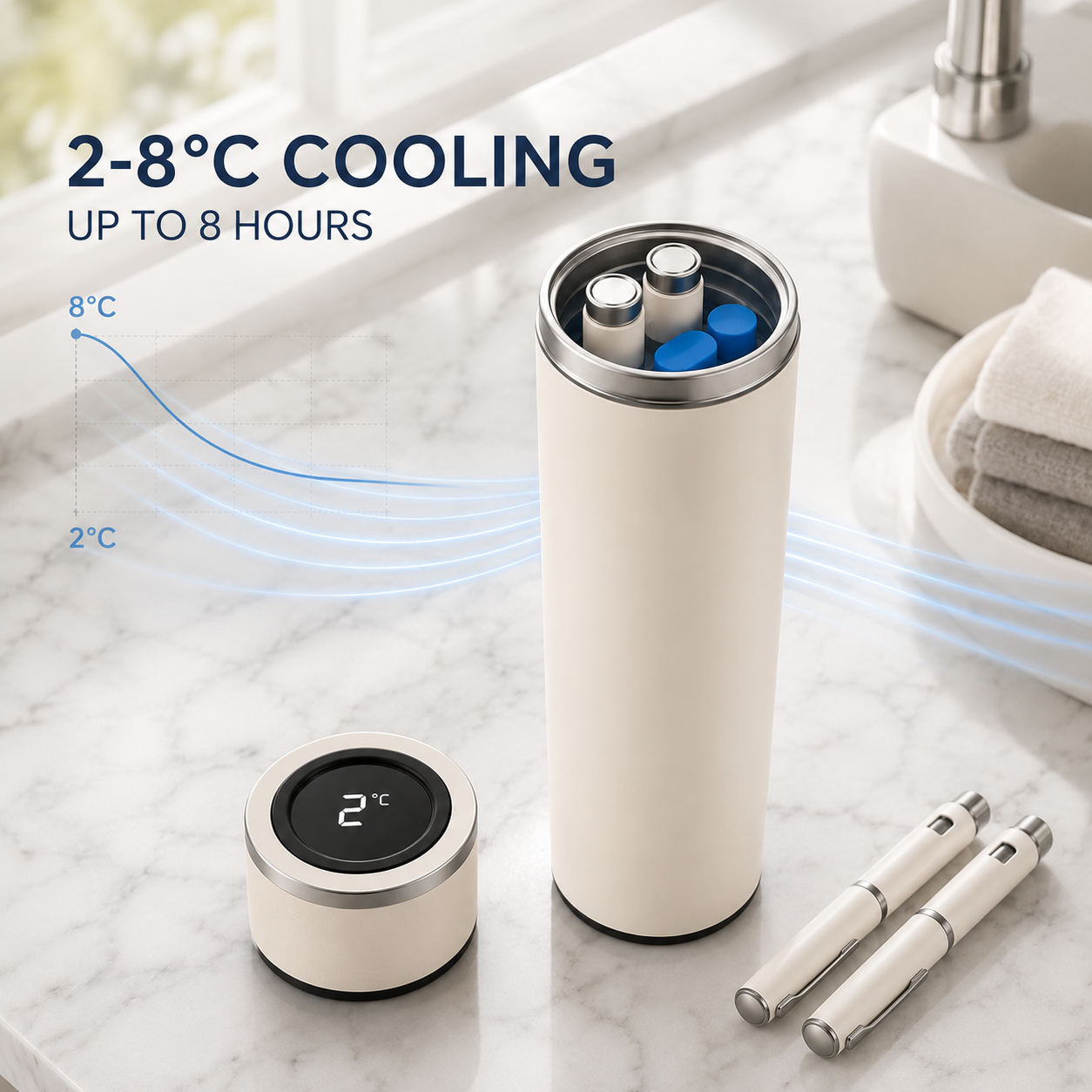 DoseDock ChillCup cooling core and stainless steel inner chamber