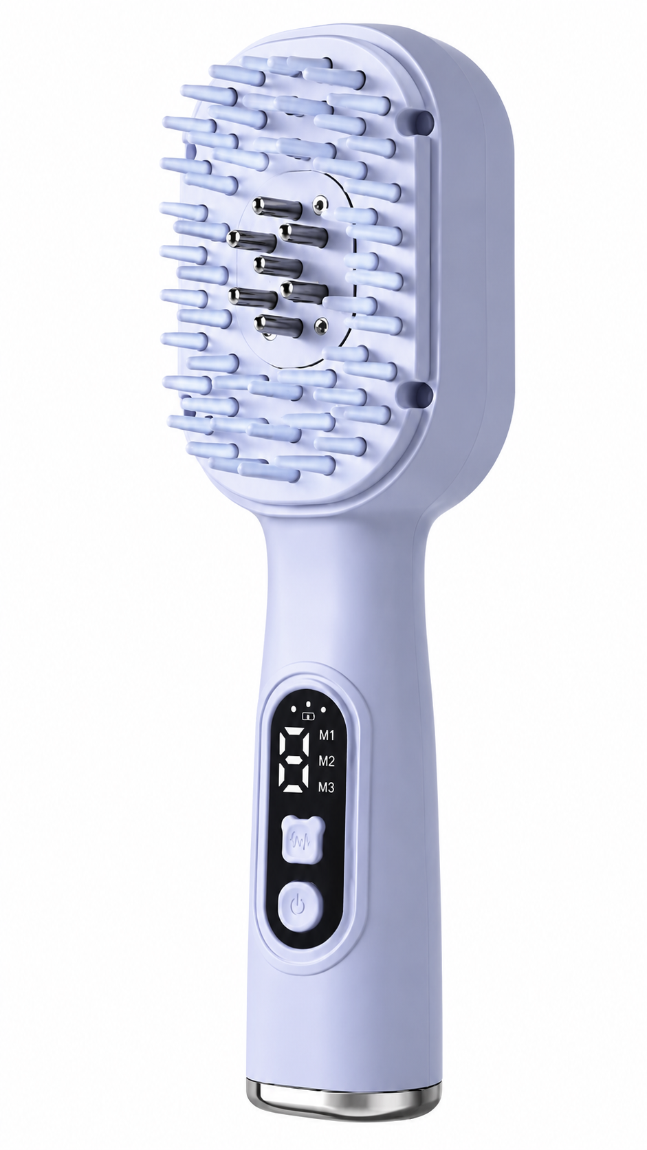 RootPulse Scalp Massager close-up showing red light brush head